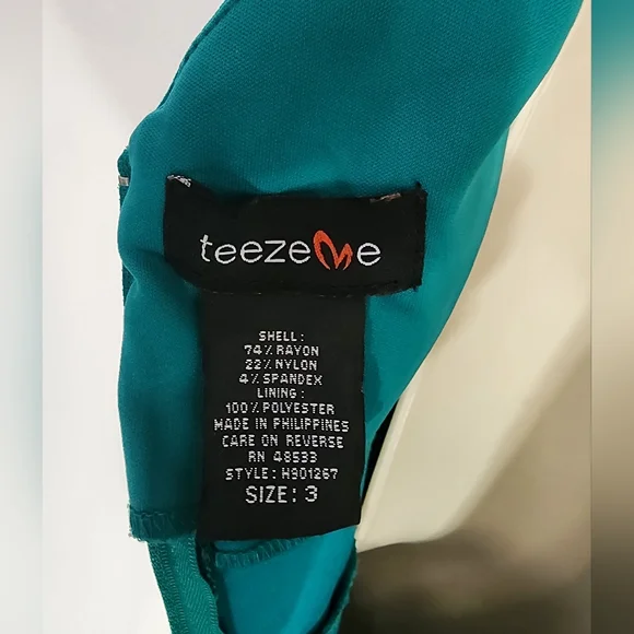 Teeze Me Dress Cross Waist Sheath with Pockets Green Size 3 - Picture 14 of 14
